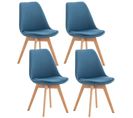 Lot De 4 Chaises De Cuisine Linares Bleu/tissu