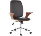 Fauteuil De Bureau Burbank Avec Coque D'assise En Bois Noyer / Noir/similicuir