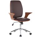 Fauteuil De Bureau Burbank Avec Coque D'assise En Bois Noyer / Marron/similicuir