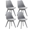 Lot De 4 Chaises De Cuisine Linares Gris / Gris/plastique