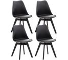 Lot De 4 Chaises De Cuisine Linares Noir / Noir/plastique