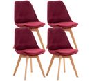 Lot De 4 Chaises De Cuisine Linares Bordeaux/velours