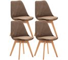 Lot De 4 Chaises De Cuisine Linares Marron Foncé/velours