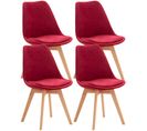 Lot De 4 Chaises De Cuisine Linares Rouge/velours