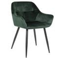 Chaise De Salle À Manger Emia En Velours Avec Piètement En Métal Noir Vert/velours