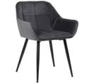 Chaise De Salle À Manger Emia En Velours Avec Piètement En Métal Noir Gris/velours