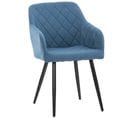 Chaise De Salle À Manger Shila Avec Piètement En Métal Noir Bleu/tissu