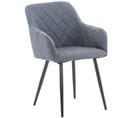 Chaise De Salle À Manger Shila Avec Piètement En Métal Noir Gris Foncé/tissu