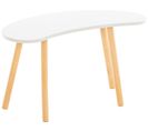 Table Basse De Salon Asta Avec Plateau Forme Haricot En Mdf Et Pieds En Bois De Hêtre Blanc