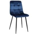 Chaise De Salle À Manger Tilde Avec Piètement En Métal Noir Bleu/velours