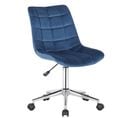 Chaise De Bureau Pivotant Medford En Velours Avec Hauteur Ajustable Et Roulettes Bleu