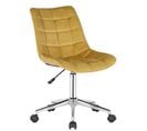 Chaise De Bureau Pivotant Medford En Velours Avec Hauteur Ajustable Et Roulettes Jaune