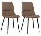 Lot De 2 Chaises De Salle À Manger Tilde Avec Piètement En Métal Noir Marron/tissu