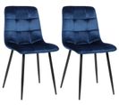 Lot De 2 Chaises De Salle À Manger Tilde Avec Piètement En Métal Noir Bleu/velours