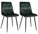 Lot De 2 Chaises De Salle À Manger Tilde Avec Piètement En Métal Noir Vert/velours