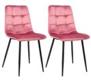 Lot De 2 Chaises De Salle À Manger Tilde Avec Piètement En Métal Noir Rose/velours