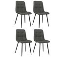 Lot De 4 Chaises De Salle À Manger Tilde Avec Piètement En Métal Noir Gris Foncé/tissu