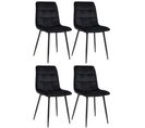 Lot De 4 Chaises De Salle À Manger Tilde Avec Piètement En Métal Noir Noir /velours