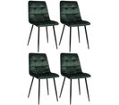 Lot De 4 Chaises De Salle À Manger Tilde Avec Piètement En Métal Noir Vert/velours