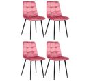 Lot De 4 Chaises De Salle À Manger Tilde Avec Piètement En Métal Noir Rose/velours