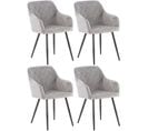 Lot De 4 Chaises De Salle À Manger Shila Avec Piètement En Métal Noir Gris/velours