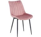 Chaise De Salle À Manger Rahden En Velours Avec Piètement En Métal Noir Rose