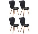 Lot De 4 Chaises De Salle À Manger Elda Tissu Nature Noir