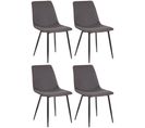 Lot De 4 Chaises De Salle À Manger Telde En Tissu Avec Piètement En Métal Noir Mat Gris Foncé