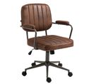 Fauteuil De Bureau Retro Natrona En Similicuir Ajustable Et Pivotant Cognac