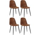 Lot De 4 Chaises De Salle À Manger Napier Avec Piètement En Métal Noir Marron/similicuir