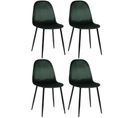 Lot De 4 Chaises De Salle À Manger Napier Avec Piètement En Métal Noir Vert/velours