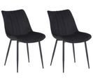 Lot De 2 Chaises De Salle À Manger Rahden En Velours Avec Piètement En Métal Noir Noir