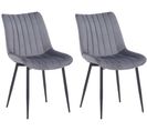 Lot De 2 Chaises De Salle À Manger Rahden En Velours Avec Piètement En Métal Noir Gris