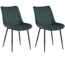 Lot De 2 Chaises De Salle À Manger Rahden En Velours Avec Piètement En Métal Noir Vert