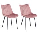 Lot De 2 Chaises De Salle À Manger Rahden En Velours Avec Piètement En Métal Noir Rose