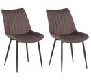 Lot De 2 Chaises De Salle À Manger Rahden En Velours Avec Piètement En Métal Noir Marron