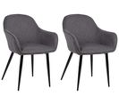 Lot De 2 Chaises De Salle À Manger Boise En Tissu Avec Piètement En Métal Noir Gris Foncé