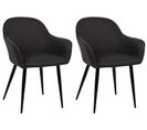 Lot De 2 Chaises De Salle À Manger Boise En Tissu Avec Piètement En Métal Noir Noir