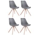 Lot De 4 Chaises De Salle À Manger Toulouse Similicuir Pieds Ronds Bois Gris/nature