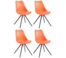 Lot De 4 Chaises De Salle À Manger Toulouse Similicuir Pieds Ronds Bois Orange/gris