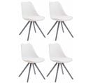 Lot De 4 Chaises De Salle À Manger Toulouse Similicuir Pieds Ronds Bois Blanc /gris