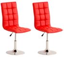 Lot De 2 Chaises De Salle À Manger Peking En Similicuir Avec Pied Trompette Rouge