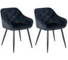 Lot De 2 Chaises De Salle À Manger Cassis En Velours Noir /velours