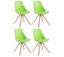 Lot De 4 Chaises De Salle À Manger Toulouse Similicuir Pieds Carrés Bois Vert/nature