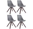 Lot De 4 Chaises De Salle À Manger Toulouse Similicuir Pieds Carrés Bois Gris/cappuccino