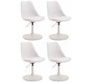 Lot De 4 Chaises De Salle À Manger Maverick En Plastique Avec Pied Métal Blanc /blanc