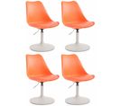 Lot De 4 Chaises De Salle À Manger Maverick En Plastique Avec Pied Métal Orange/blanc