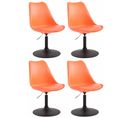 Lot De 4 Chaises De Salle À Manger Maverick En Plastique Avec Pied Métal Orange/noir