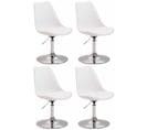 Lot De 4 Chaises De Salle À Manger Maverick En Plastique Avec Pied Métal Blanc /chrome