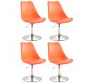 Lot De 4 Chaises De Salle À Manger Maverick En Plastique Avec Pied Métal Orange/chrome